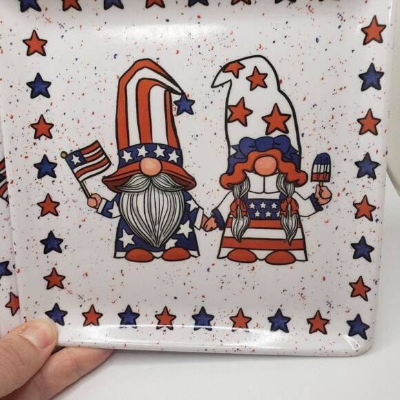 Gnome appetizer patriotic plates set melamine 4th of July - Picture 5 of 7